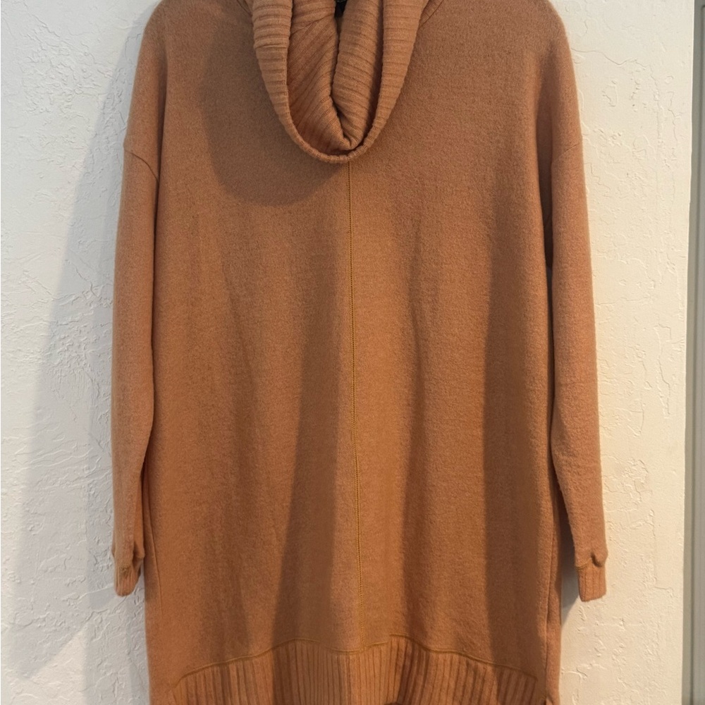 Lulu's Tan Cowl Neck Sweater Dress